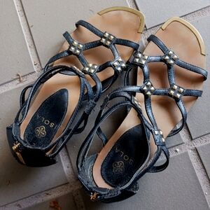 Black and gold studded sandals